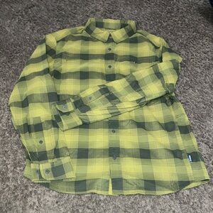 REI Coop Men's Mustard/ Green/Gray  Plaid Shirt M